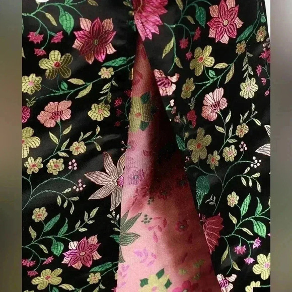 NWT LULUS Make a Move Black Satin Floral Jacquard Strapless Midi Dress - Picture 5 of 11